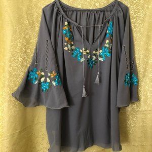 Stile BOHO blouse with embroidery handmade sizeXL